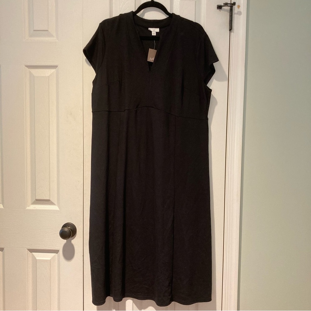 J. Jill Black Midi Dress with V-Notch